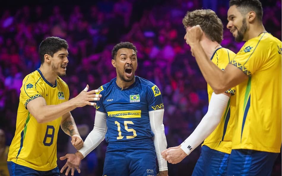 Brasil venceu a Itália por 3 sets a 2 em jogo válido pela segunda etapa da VNL (Foto: Divulgação/Volleyball Wolrd)