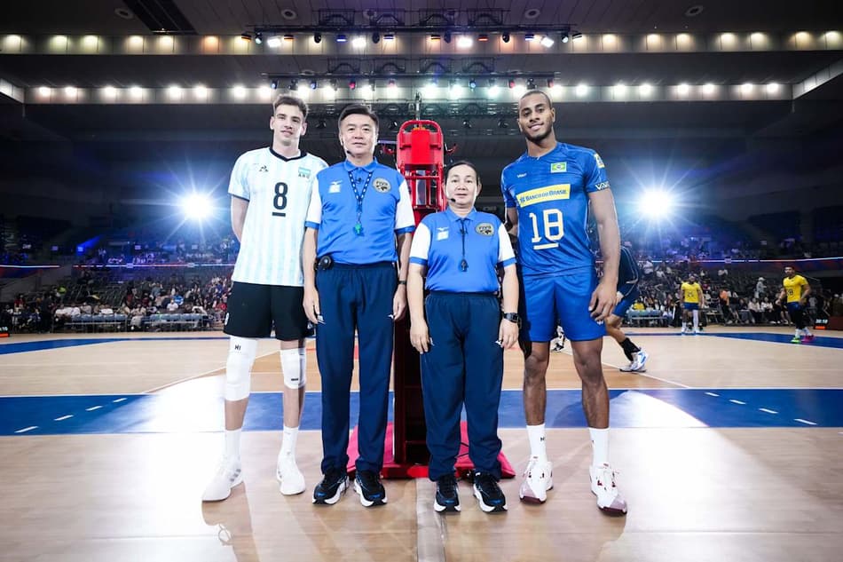 O Brasil venceu a Argentina por 3 sets a 1 pela VNL Masculina (Foto: Divulgação/Volleyball World)