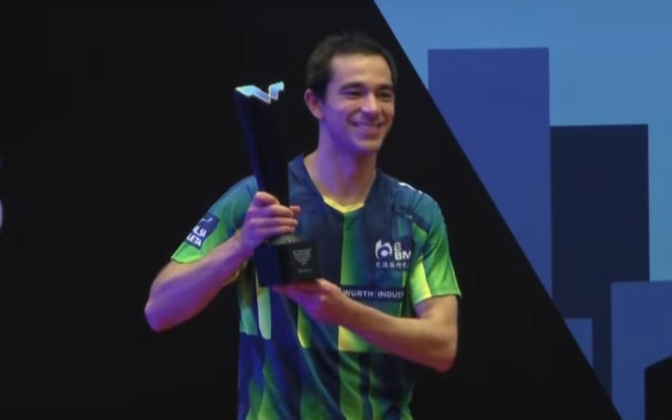 Hugo Calderano vence Mizuki Oikawa e leva título do WTT Buenos Aires (Foto: Reprodução/Cazé TV)