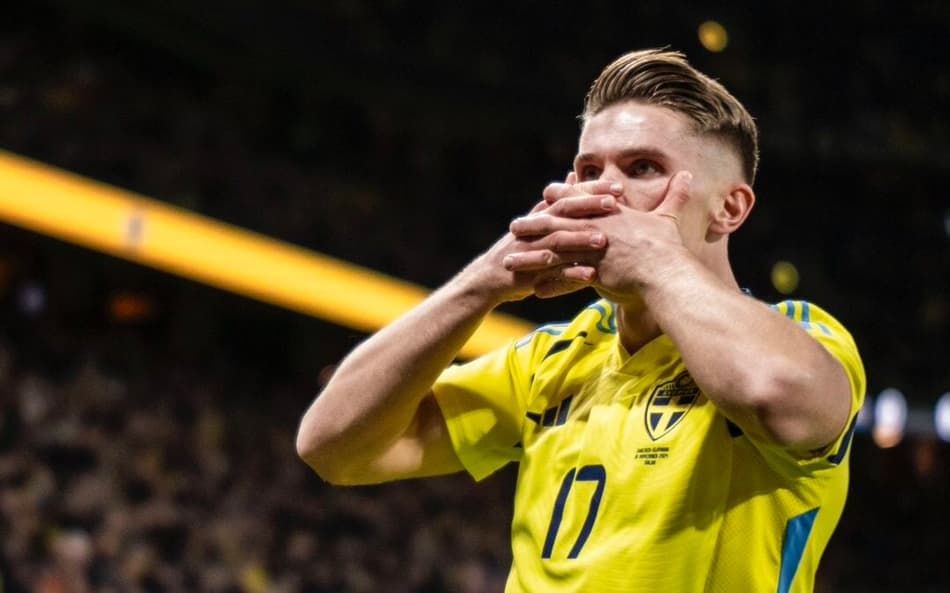 Viktor Gyökeres pode entrar na mira do United para o mercado de verão de 2025 na Europa (Foto: Reprodução/Suécia)