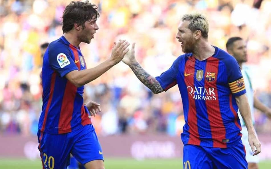Sergi Roberto e Messi - Barcelona x Betis