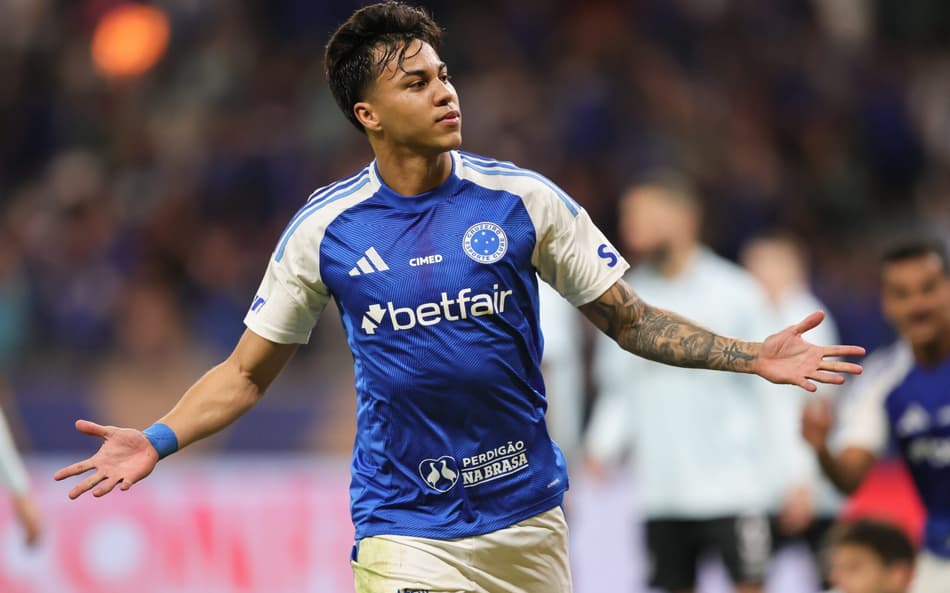 Kaio Jorge comemora gol no jogo do Cruzeiro contra o Grêmio