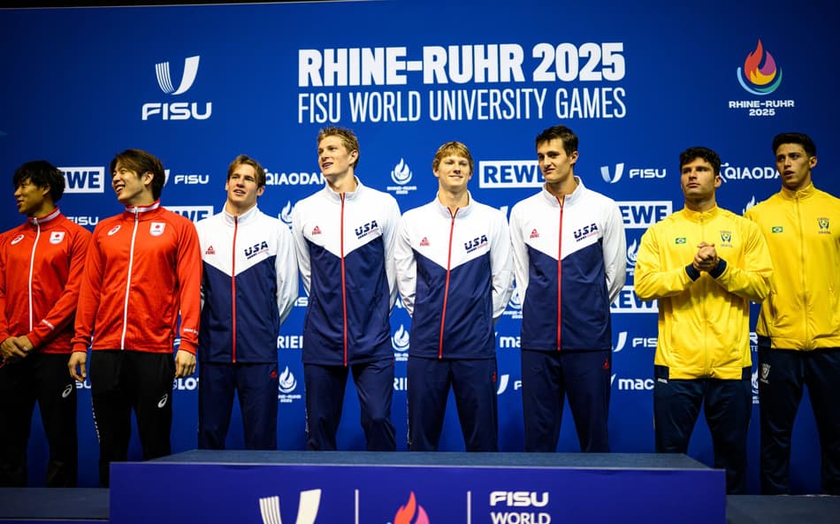 Natação: Brasil é bronze no revezamento 4x100m livre masculino na Universíade 2025