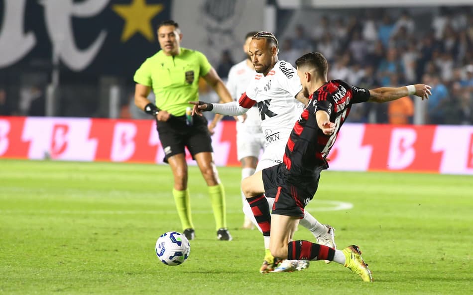 Neymar, do Santos, durante partida contra o Flamengo na Vila Belmiro