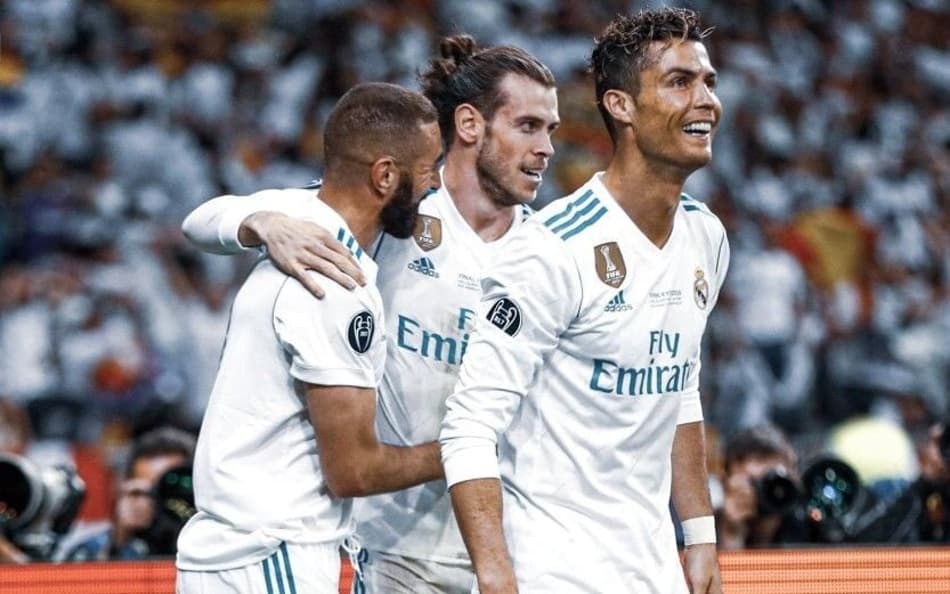 O trio do Real Madrid, composto por Bale, Benzema e Cristiano Ronaldo rivalizou com o trio MSN. Foto; Reprodução
