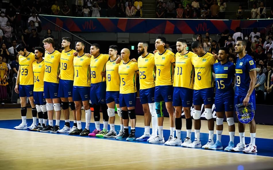 O Brasil venceu a Argentina por 3 sets a 1 pela VNL Masculina (Foto: Divulgação/Volleyball World)