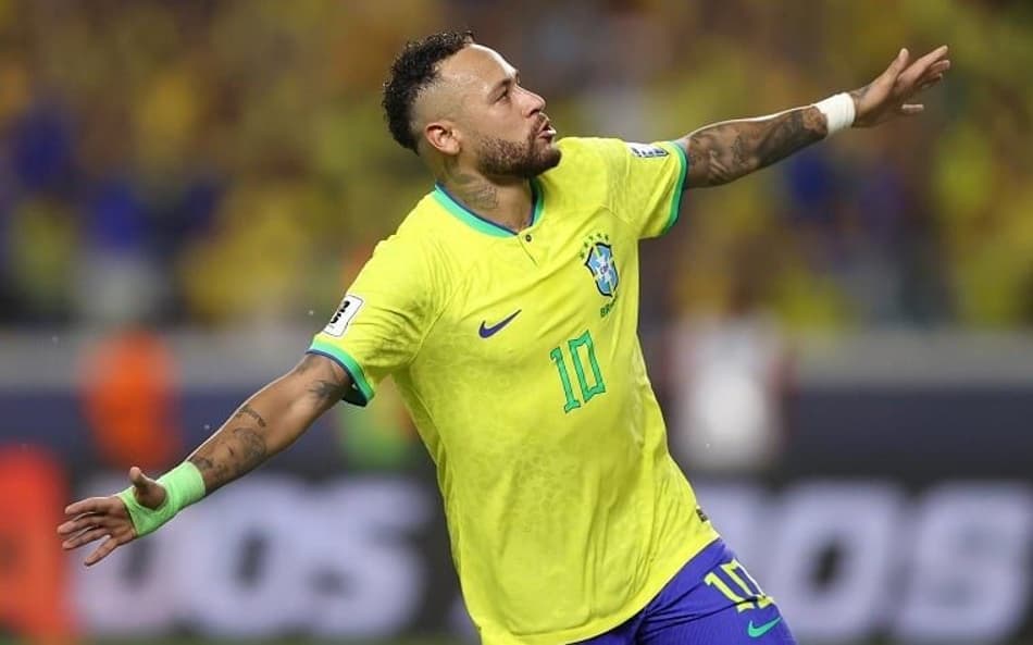 Neymar em ação na vitória do Brasil por 5 a 1 sobre a Bolívia, pela primeira rodada das Eliminatórias para a Copa do Mundo 2026 (Foto: Vitor Silva/CBF)