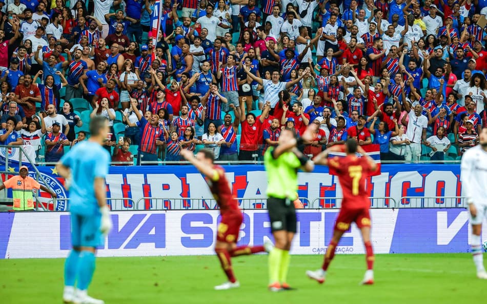 Torcedores do Bahia comemoram gol contra o Fluminense na Arena Fonte Nova (Foto: Rafael Rodrigues / EC Bahia)