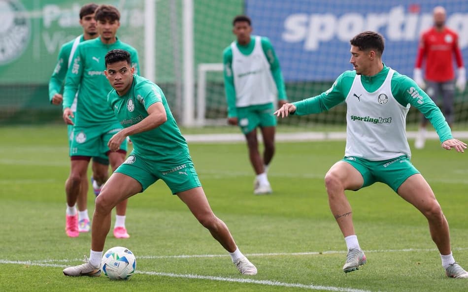 Bruno Rodrigues participou de boa parte do treino com o grupo (Foto: Cesar Greco/Palmeiras)