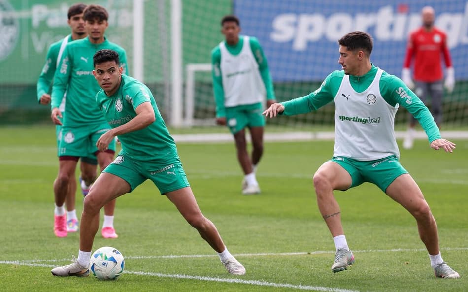 Bruno Rodrigues participou de boa parte do treino com o grupo (Foto: Cesar Greco/Palmeiras)