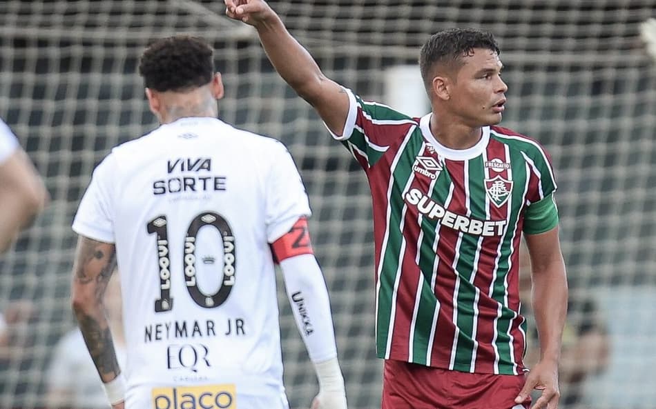 Thiago Silva e Neymar juntos em Santos x Fluminense (Foto: Marcelo Gonçalves/ Fluminense FC))