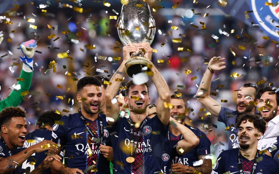 PSG conquista a Supercopa da Europa diante do Tottenham em Udine, na Itália (Foto: Franck Fife / AFP)