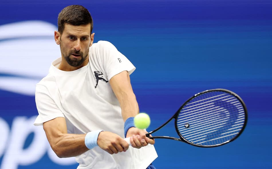 Novak Djokovic em treino no US Open (Foto: Sarah Stier/AFP)