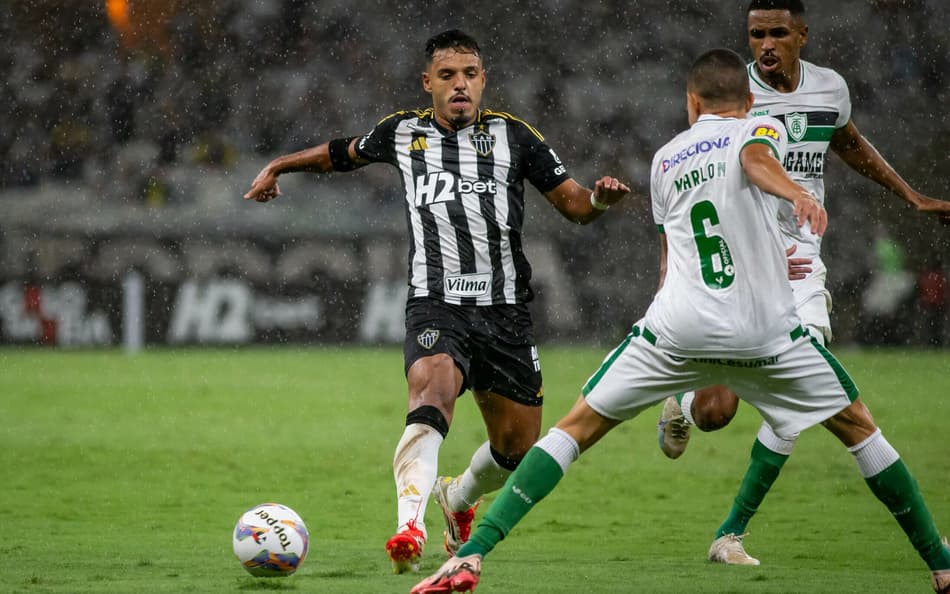 Gabriel Menino, no jogo Atlético-MG 1 x 1 América, em 2025 (Foto: Fernando Moreno/AGIF)