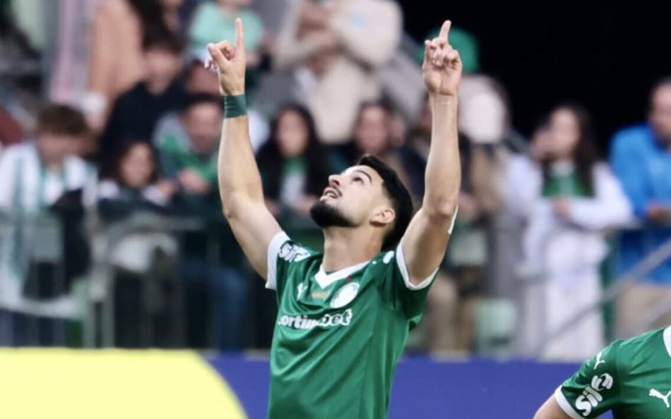 Flaco López comemora seu gol em Palmeiras x Ceará