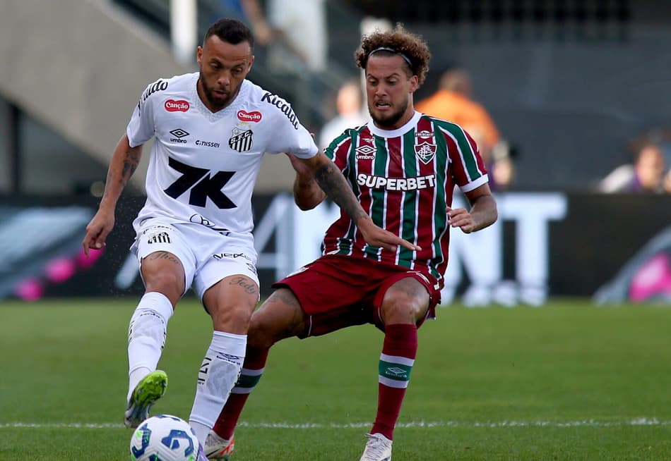Guilherme x Guga em Santos x Fluminense (Foto: Mauricio De Souza/AGIF)