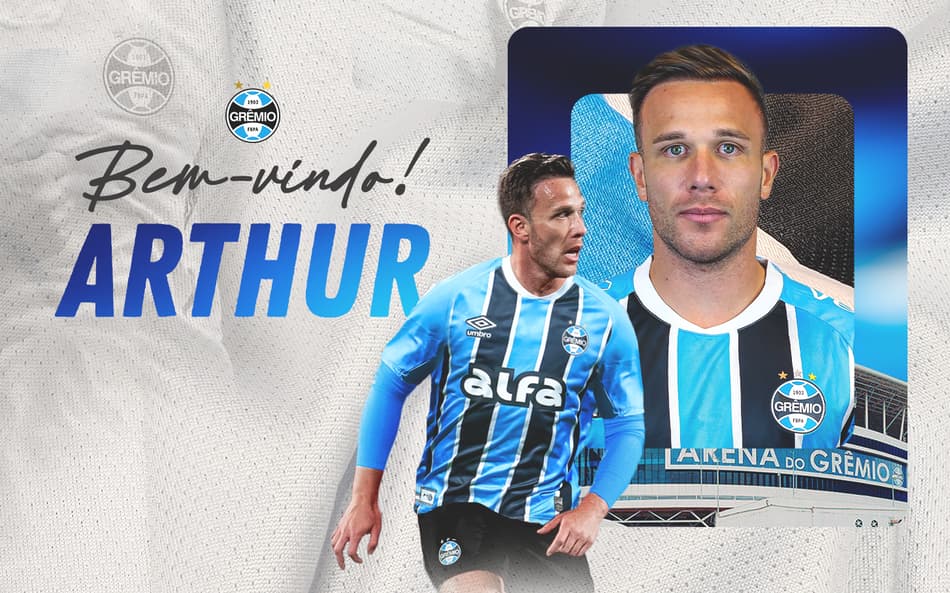 Grêmio anunciou a contratação de Arthur. (Imagem: Arte/Grêmio FBPA)
