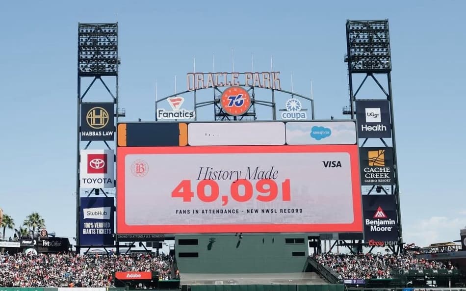 Estádio Oracle Park, em São Francisco, recebeu o maior público da história da NWSL