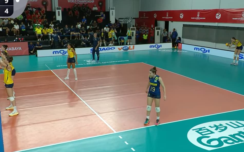 Brasil e tailândia no Mundial Sub-21 de Vôlei Feminino (foto: Reprodução / Volleyball World)