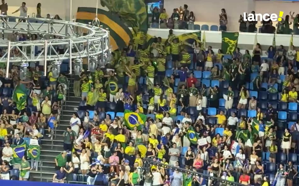 Reação da torcida no Mundial de Ginástica Rítmica (Foto: Kauhan Fiaux / Lance!)