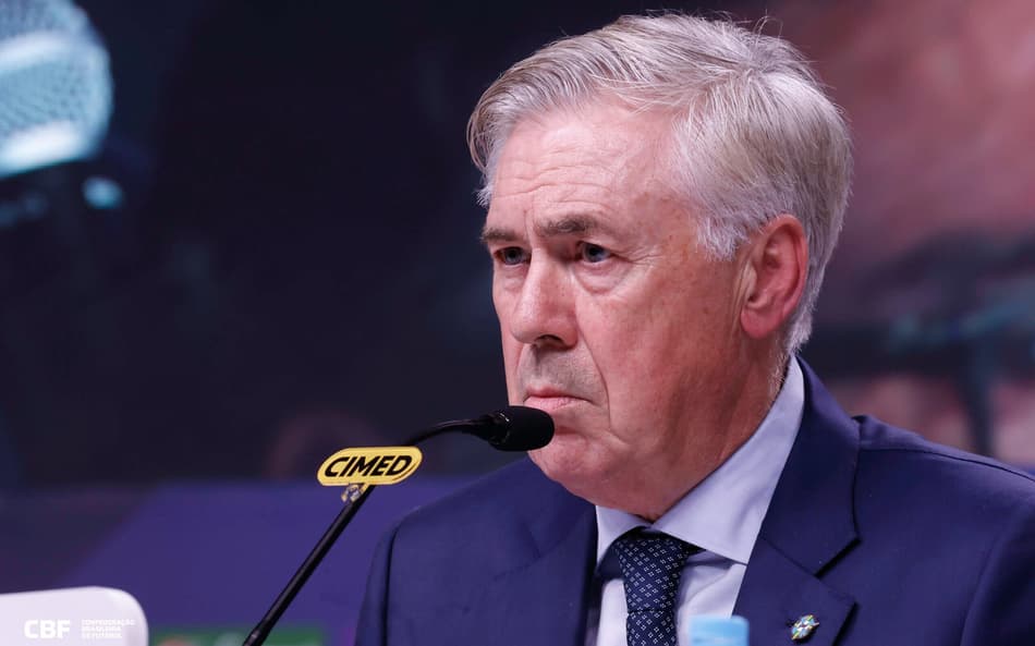 Carlo Ancelotti em coletiva na CBF para convocação da Seleção Brasileira