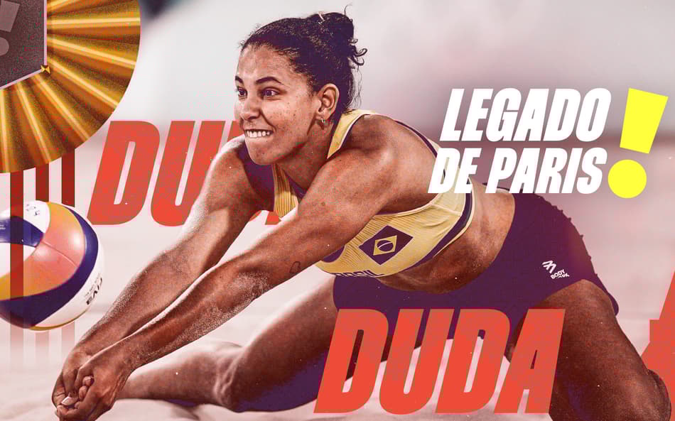Duda Lisboa foi ouro no vôlei de praia em Paris 2024 (Arte: Lance!)