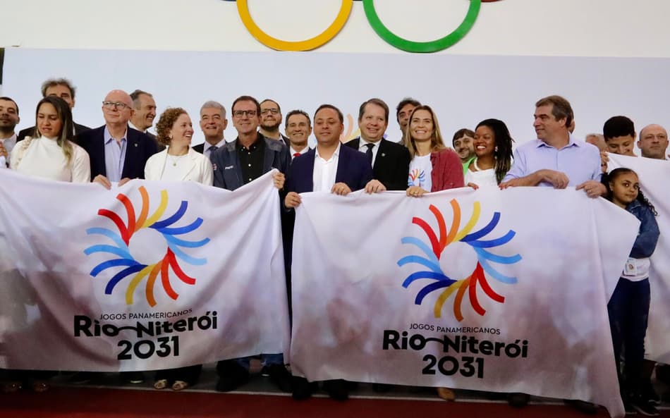 Logo da candidatura Rio-Niterói para os jogos Pan-Americanos de 2031 (Foto Beth Santos)