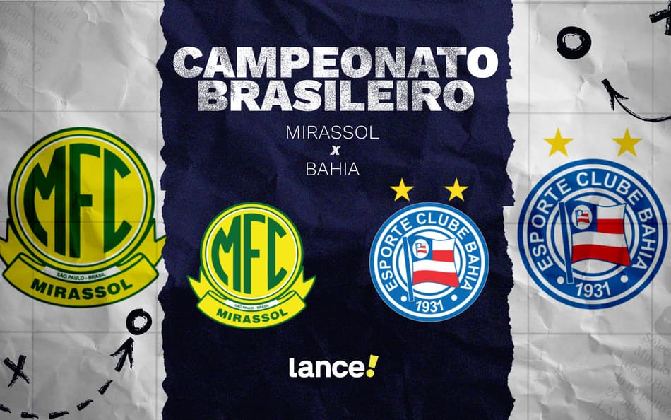Mirassol e Bahia se enfrentam pelo Brasileirão (Foto: arte / Lance!)