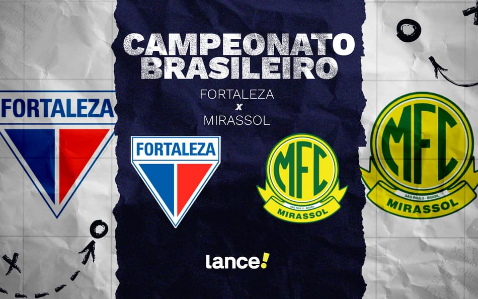 Fortaleza e Mirassol se enfrentam pelo Brasileirão (Foto: Arte/Lance!)