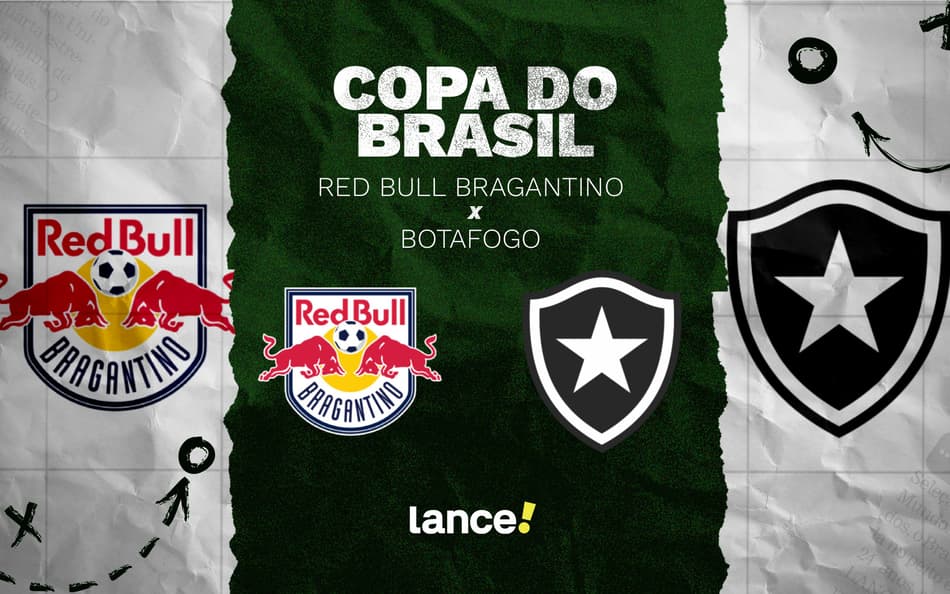 Bragantino e Botafogo decidem classificação na Copa do Brasil (Arte/Lance!)