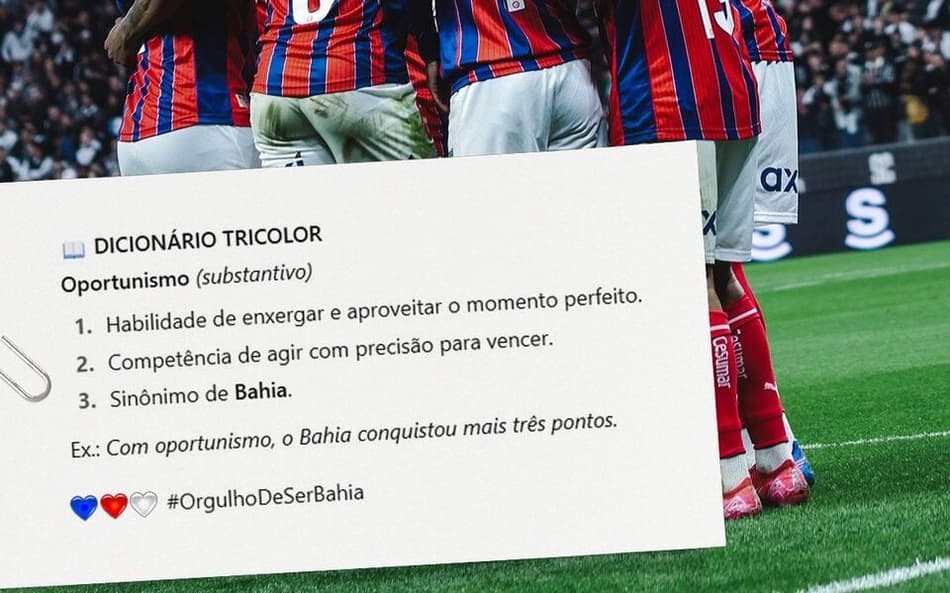 Bahia provoca o Corinthians nas redes sociais (Foto: reprodução)