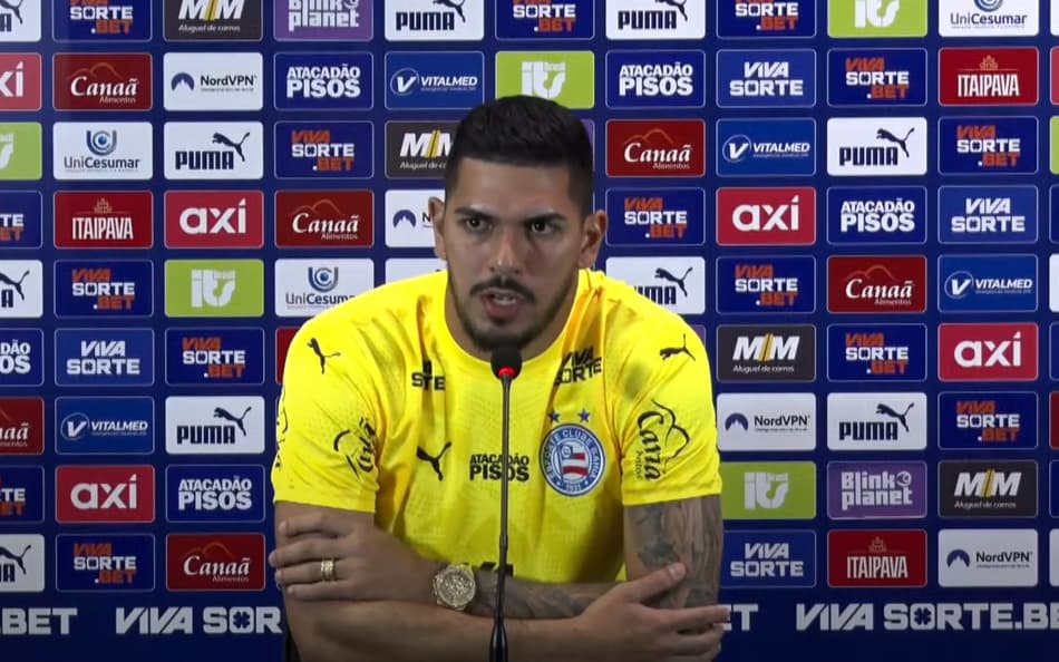 João Paulo em coletiva de apresentação no Bahia (Foto: reprodução)