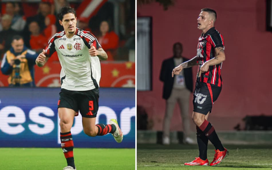 Pedro e Renato Kayzer são esperanças de gol de Flamengo e Vitória (Fotos: Mazi Franzoi / AGIF e Victor Ferreira / EC Vitória)