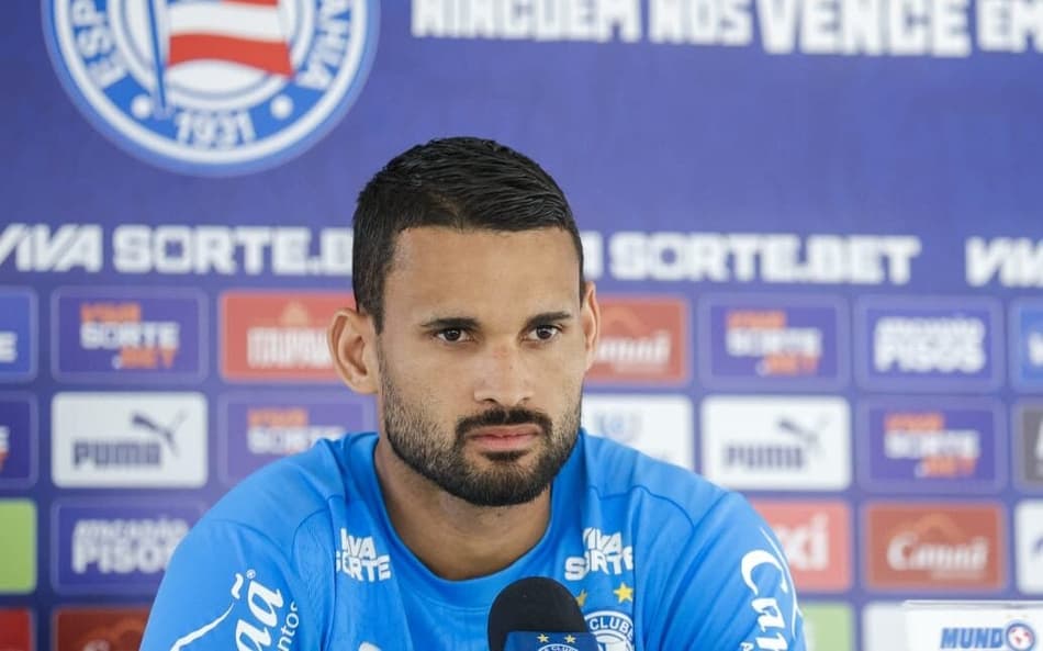 Willian José em coletiva pelo Bahia (Foto: Rafael Rodrigues/ E.C Bahia)