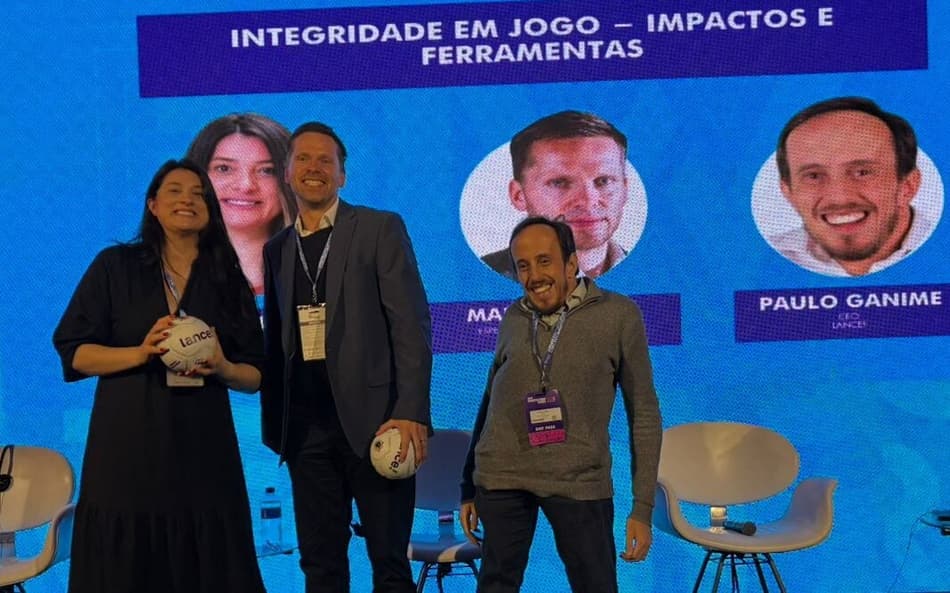 Elisabete Lima, Martin Lycka e Paulo Ganime, CEO do Lance! após painel no Rio Innovation Week (Foto: Gustavo Loio/Lance!)