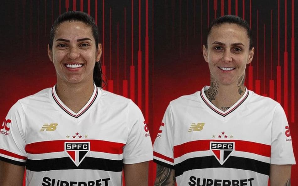 Millene e Darlene, novas contratadas do Santos Futebol Clube. (Foto: Divulgação/São Paulo Futebol Clube)