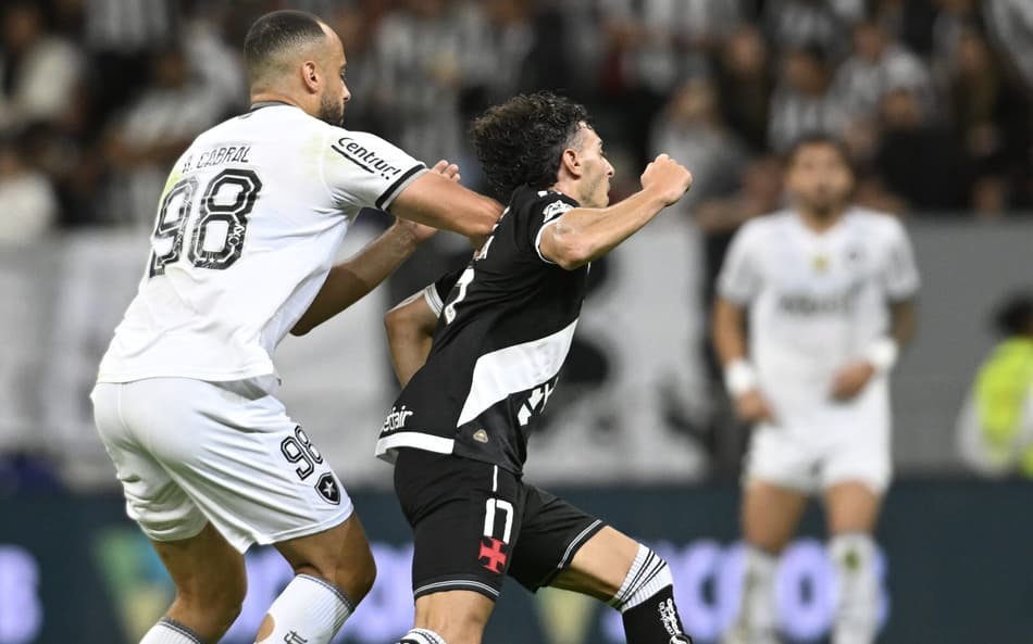 Arthur Cabral e Nuno Moreira em Vasco x Botafogo (Foto: Foto: Mateus Bonomi/AGIF)