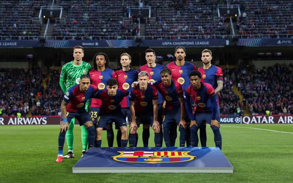 Time do Barcelona antes de jogo da Champions League