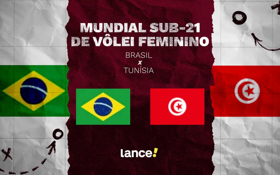 Brasil e Tunísia no Mundial Sub-21 de Vôlei Feminino (Arte: Lance!)