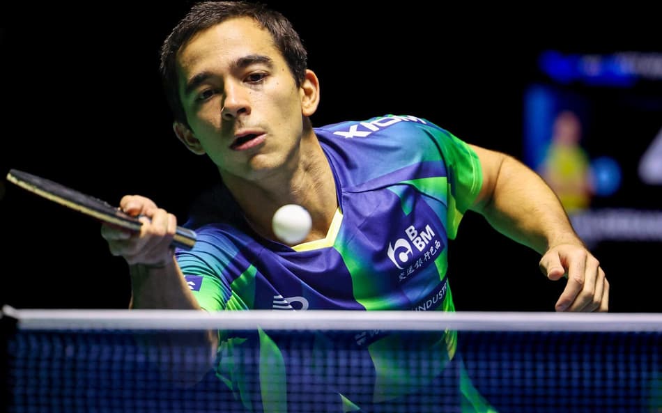 Hugo Calderano na final em Foz do Iguaçu contra o alemão Bemedikt Duda (Foto: Abelardo Mendes Jr/ CalderanoTM)