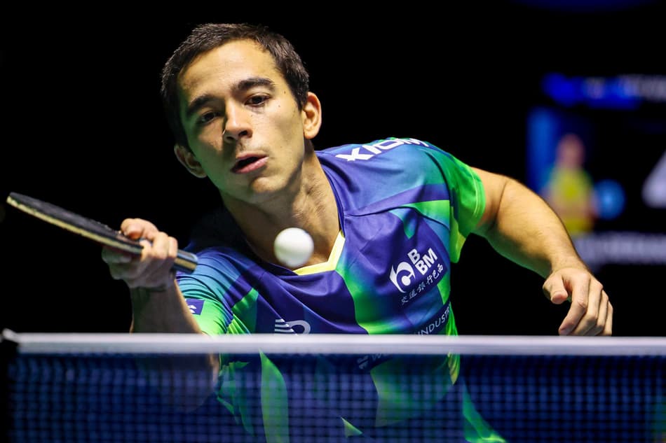 Hugo Calderano na final em Foz do Iguaçu contra o alemão Bemedikt Duda (Foto: Abelardo Mendes Jr/ CalderanoTM)