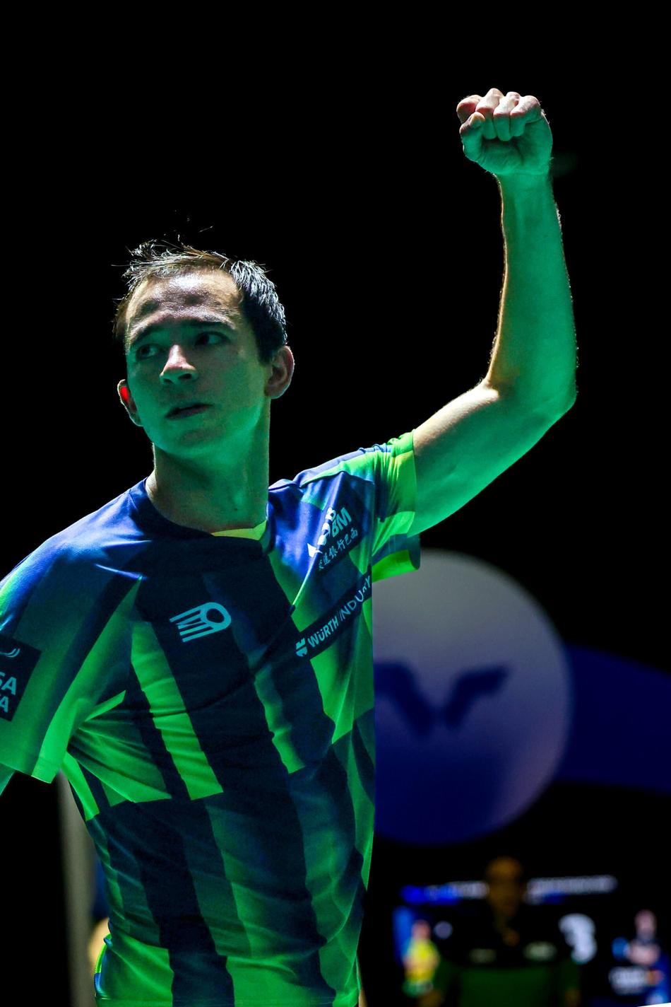 Hugo Calderano comemora ponto na final cotnra o alemão Benedikt Duda (Foto: Abelardo Mendes Jr/ CalderanoTM)