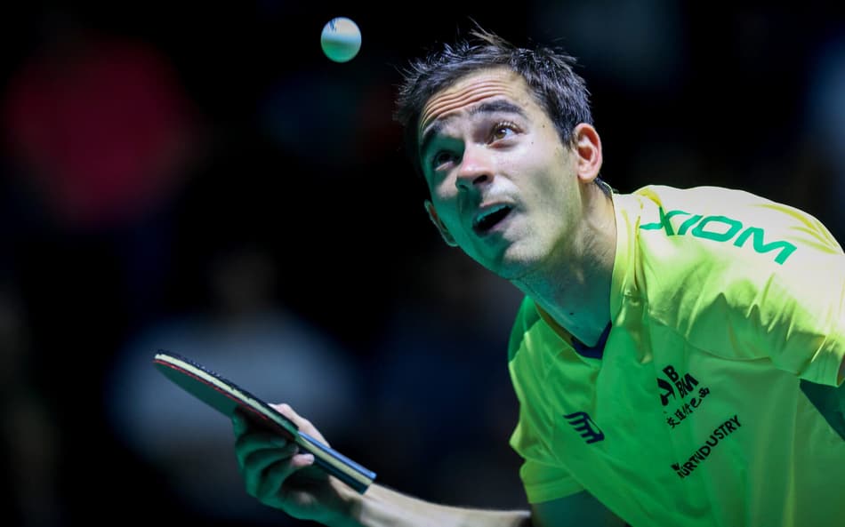 Hugo Calderano na vitória nas oitavas de final do WTT de Foz do Iguaçu (Foto: Abelardo Mendes Jr/ CalderanoTM)