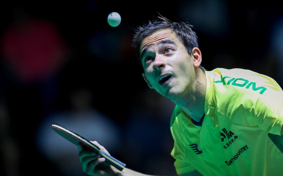 Hugo Calderano na vitória nas oitavas de final do WTT de Foz do Iguaçu (Foto: Abelardo Mendes Jr/ CalderanoTM)