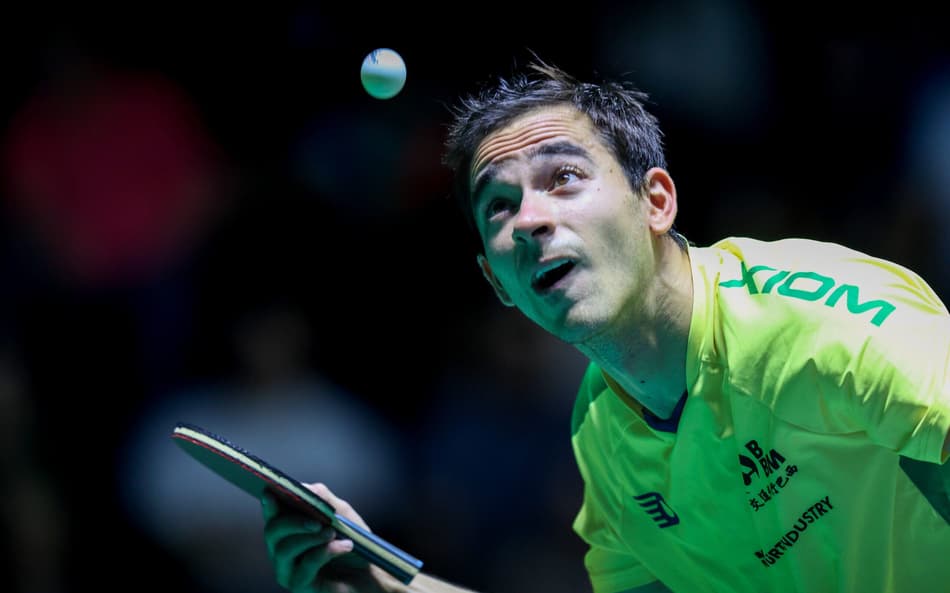 Hugo Calderano na vitória nas oitavas de final do WTT de Foz do Iguaçu (Foto: Abelardo Mendes Jr/ CalderanoTM)