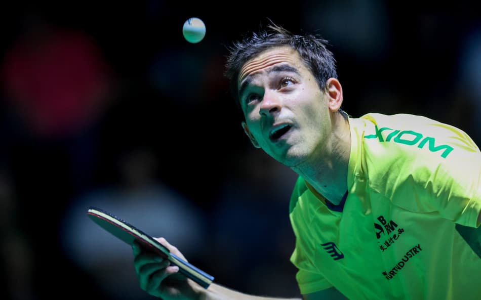 Hugo Calderano na vitória nas oitavas de final do WTT de Foz do Iguaçu (Foto: Abelardo Mendes Jr/ CalderanoTM)