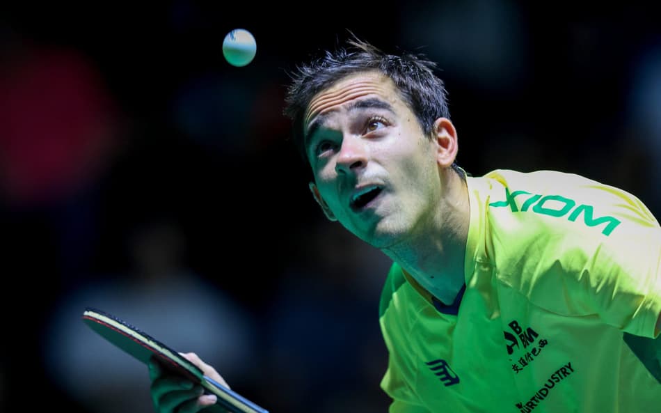 Hugo Calderano na vitória nas oitavas de final do WTT de Foz do Iguaçu (Foto: Abelardo Mendes Jr/ CalderanoTM)