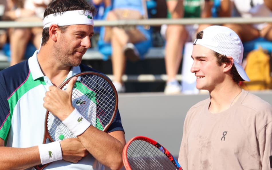 Del Potro (e) e João Fonseca no US Open (Reprodução)