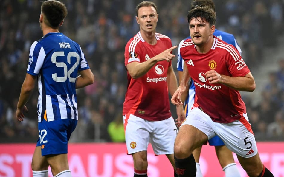 Maguire comemora gol decisivo contra o Porto (Foto: Miguel Riopa/AFP)