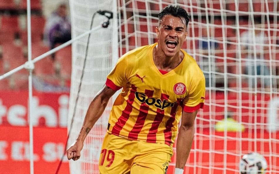 Reinier, ex-Flamengo, comemorando gol contra o Real Valladolid pela La Liga (Foto: Reprodução/Instagram)